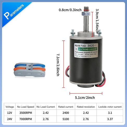 High Torque DC Motor 12V/24V, DIY Project Quiet Motor Permanent Magnet Motor with Cable Connector for Electric Motors and Generators, 30W CW/CCW 3500/7000RPM Motor (Round Shaft) in Saudi Arabia