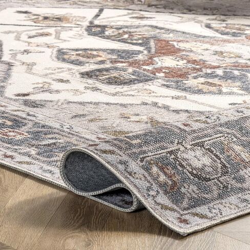 سجادة NuLOOM Mali ذات ميدالية تقليدية قابلة للغسل في الغسالة، مقاس 2' 6" × 10'، عاجي in Saudi Arabia
