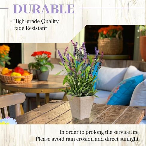 Artificial Flowers Potted, 12.2'’ Flower Arrangement w/Daisy & Lavender in Metal Pot, Fake Plants for Home Wedding Restaurant Dinner Decoration Shelf Table, White & Green in Saudi Arabia