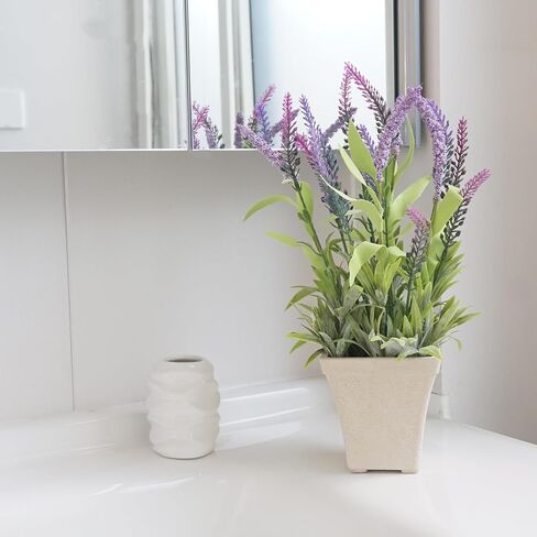 Artificial Flowers Potted, 12.2'’ Flower Arrangement w/Daisy & Lavender in Metal Pot, Fake Plants for Home Wedding Restaurant Dinner Decoration Shelf Table, White & Green in Saudi Arabia