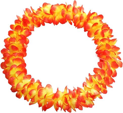 Hawaiian Flower Leis Jumbo Necklace Bracelets Headband Set,Hawaiian Leis Set Hawaii Wreath Lei Party Favors for Hawaiian Luau Party Decoration Supplies (Orange, set of 4) in Saudi Arabia