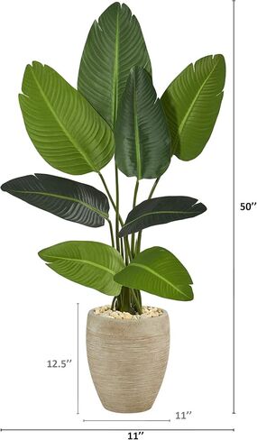 Nearly Natural 50in. Travelers Palm Artificial Tree in Sand Colored Planter in Saudi Arabia