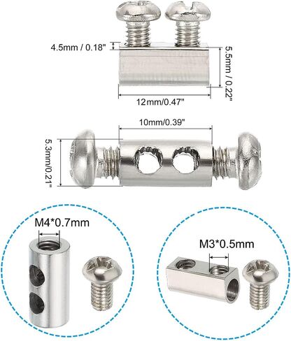 PATIKIL Wire Rope Clips, 1 Set/20Pcs Steel Cable Clamps 3mm 3.5mm Double Holes Wire Lock Rope Fittings Clip with M3/M4 Screws for Cable in Saudi Arabia