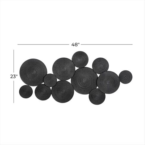 CosmoLiving by Cosmopolitan Metal Plate Home Wall Decor Wall Sculpture with Textured Circles, Wall Art 49" x 3" x 24", Gold in Saudi Arabia