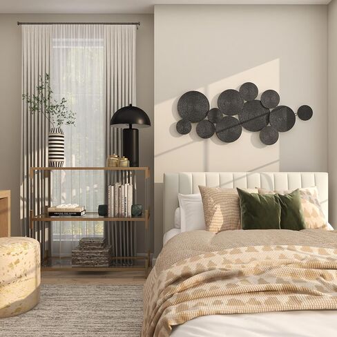 CosmoLiving by Cosmopolitan Metal Plate Home Wall Decor Wall Sculpture with Textured Circles, Wall Art 49" x 3" x 24", Gold in Saudi Arabia