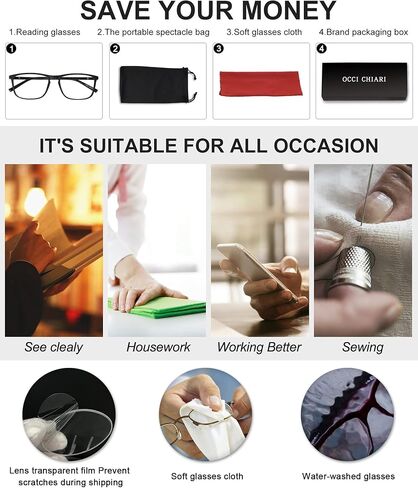 OCCI CHIARI Men’s Blue Light Blocking Reading Glasses Computer Readers (1.0 1.5 2.0 2.5 3.0 3.5 4.0 5.0 6.0) in Saudi Arabia