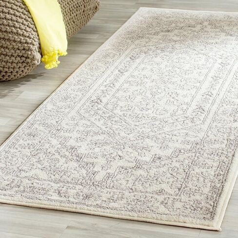 SAFAVIEH Adirondack Collection Runner Rug - 2'6" x 6', Ivory & Silver, Oriental Medallion Design, Non-Shedding & Easy Care, Ideal for High Traffic Areas in Living Room, Bedroom (ADR108B) in Saudi Arabia