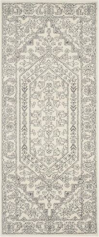SAFAVIEH Adirondack Collection Runner Rug - 2'6" x 6', Ivory & Silver, Oriental Medallion Design, Non-Shedding & Easy Care, Ideal for High Traffic Areas in Living Room, Bedroom (ADR108B) in Saudi Arabia
