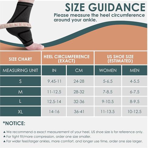 Achiou Ankle Brace for Women & Men, Ankle Compression Sleeve & Ankle Support Socks (Pair) for Plantar Fasciitis, Arch Support, Sprained Ankle, Achilles Tendonitis, Heel Spurs, Joint Pain (Black, Large) in Saudi Arabia