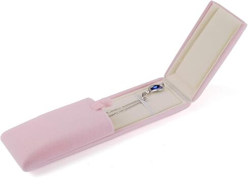 iSuperb Pink Velvet Necklace Box Jewelry Gift Box Long Chain Pendant Bracelet Jewelry Display Boxes for Wedding Engagment Proposal Gift(Long chain box) in Saudi Arabia