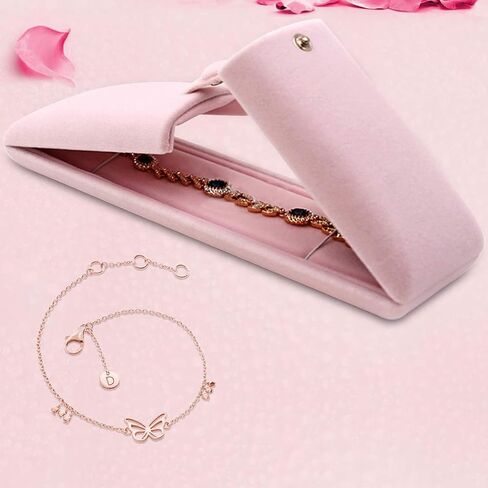iSuperb Pink Velvet Necklace Box Jewelry Gift Box Long Chain Pendant Bracelet Jewelry Display Boxes for Wedding Engagment Proposal Gift(Long chain box) in Saudi Arabia
