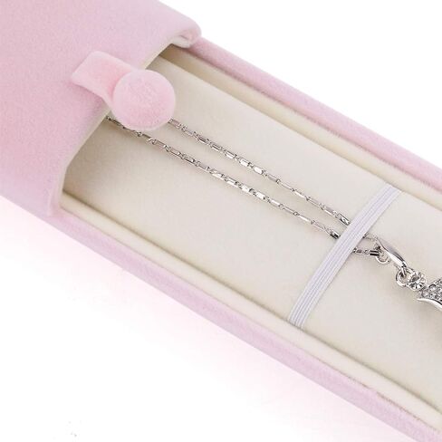 iSuperb Pink Velvet Necklace Box Jewelry Gift Box Long Chain Pendant Bracelet Jewelry Display Boxes for Wedding Engagment Proposal Gift(Long chain box) in Saudi Arabia