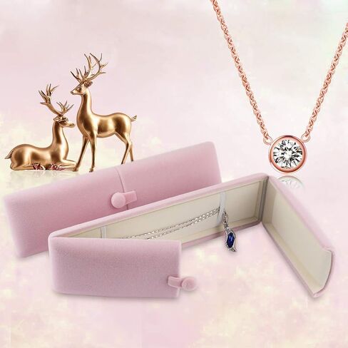 iSuperb Pink Velvet Necklace Box Jewelry Gift Box Long Chain Pendant Bracelet Jewelry Display Boxes for Wedding Engagment Proposal Gift(Long chain box) in Saudi Arabia