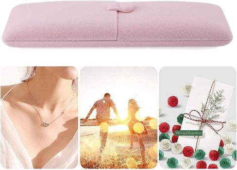 iSuperb Pink Velvet Necklace Box Jewelry Gift Box Long Chain Pendant Bracelet Jewelry Display Boxes for Wedding Engagment Proposal Gift(Long chain box) in Saudi Arabia