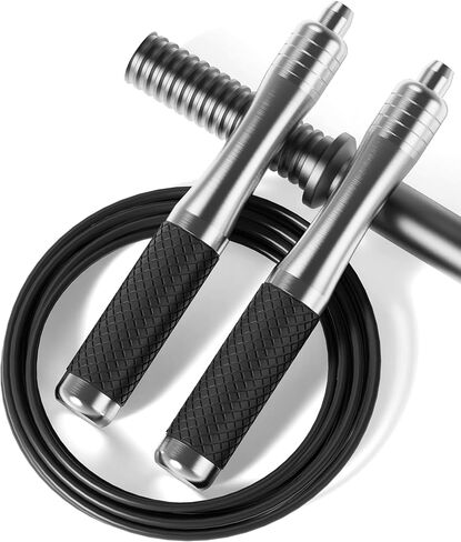 Speed Jump Rope for Exercise - Adjustable Skipping Rope for Men Women Fitness with Alloy & Silicone Handles and Steel Rope for Home Gym Workout Outdoor in Saudi Arabia