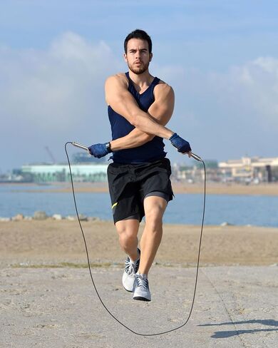 Speed Jump Rope for Exercise - Adjustable Skipping Rope for Men Women Fitness with Alloy & Silicone Handles and Steel Rope for Home Gym Workout Outdoor in Saudi Arabia