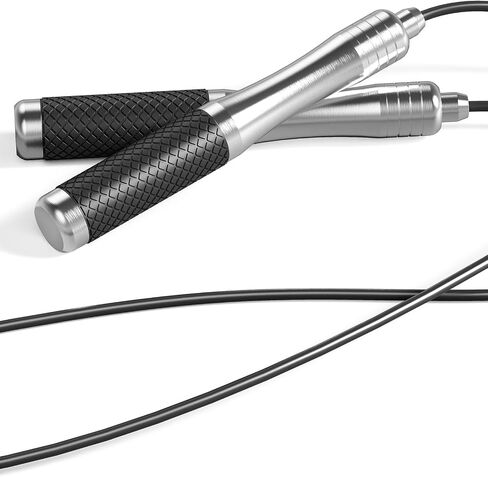 Speed Jump Rope for Exercise - Adjustable Skipping Rope for Men Women Fitness with Alloy & Silicone Handles and Steel Rope for Home Gym Workout Outdoor in Saudi Arabia