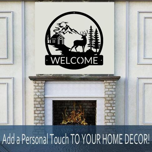 Deer Welcome Slogan Signs for A Cabin Store Sign Deer Black Metal Black Metal Wall Art Plaque Home Decor Outdoor Metal Wall Art Gift for Housewarming Metal Welcome Sign Deer in Saudi Arabia