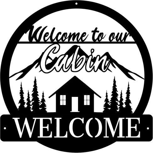 Deer Welcome Slogan Signs for A Cabin Store Sign Deer Black Metal Black Metal Wall Art Plaque Home Decor Outdoor Metal Wall Art Gift for Housewarming Metal Welcome Sign Deer in Saudi Arabia