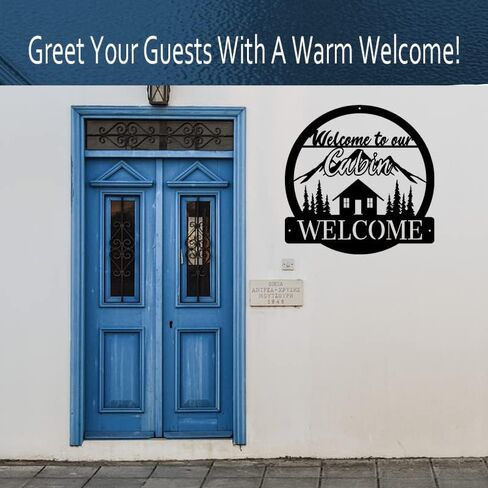 Deer Welcome Slogan Signs for A Cabin Store Sign Deer Black Metal Black Metal Wall Art Plaque Home Decor Outdoor Metal Wall Art Gift for Housewarming Metal Welcome Sign Deer in Saudi Arabia