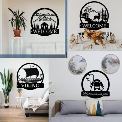 Deer Welcome Slogan Signs for A Cabin Store Sign Deer Black Metal Black Metal Wall Art Plaque Home Decor Outdoor Metal Wall Art Gift for Housewarming Metal Welcome Sign Deer in Saudi Arabia