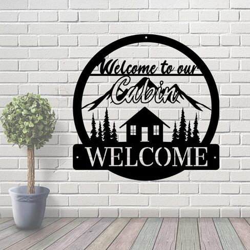 Deer Welcome Slogan Signs for A Cabin Store Sign Deer Black Metal Black Metal Wall Art Plaque Home Decor Outdoor Metal Wall Art Gift for Housewarming Metal Welcome Sign Deer in Saudi Arabia