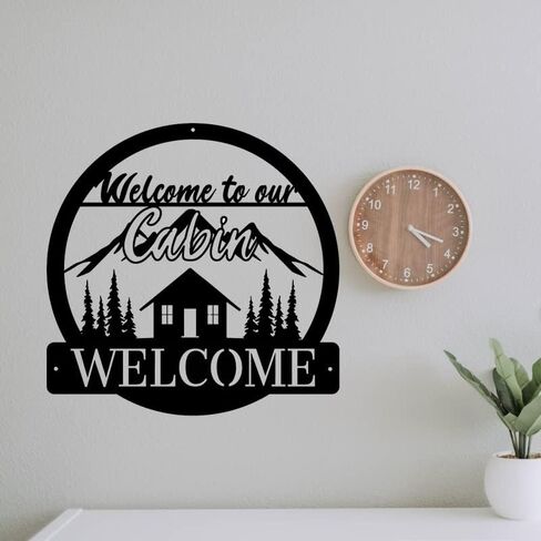 Deer Welcome Slogan Signs for A Cabin Store Sign Deer Black Metal Black Metal Wall Art Plaque Home Decor Outdoor Metal Wall Art Gift for Housewarming Metal Welcome Sign Deer in Saudi Arabia