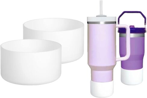 2 Pcs WHITE Protective Bottle Cup Bottom Bumper Cover & Boot Sleeve for Stanley Quencher, Tumbler, for IceFlow 20oz 30oz, and Compatible with Hydro Flask (WHITE) in Saudi Arabia