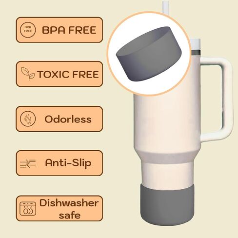 2 Pcs WHITE Protective Bottle Cup Bottom Bumper Cover & Boot Sleeve for Stanley Quencher, Tumbler, for IceFlow 20oz 30oz, and Compatible with Hydro Flask (WHITE) in Saudi Arabia
