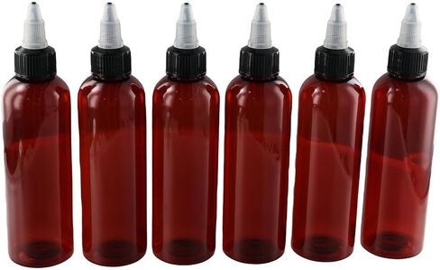 6Pcs 4 oz Refillable Bottles, 120ml Amber Bottle, Dispensing Squeeze Bottles, Empty Plastic Container with Twist Open Cap for Liquids, Oils in Saudi Arabia