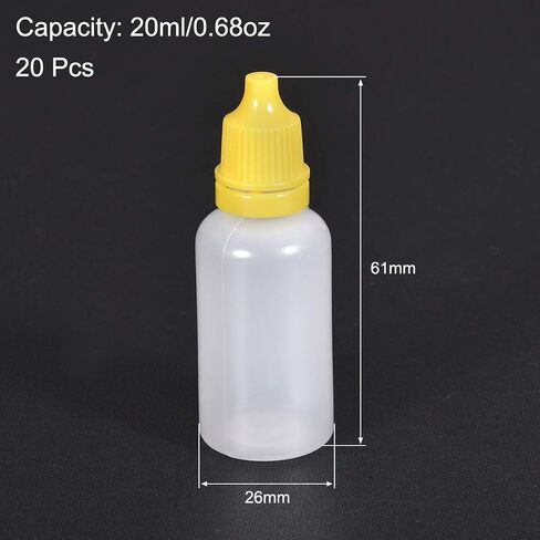 uxcell Plastic Dropper Bottles, 20ml/0.68 oz Empty Squeezable Dropper Bottle with Cap, Black, Pack of 20 in Saudi Arabia