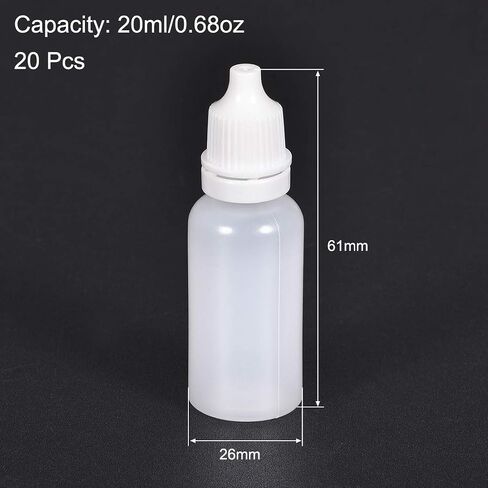 uxcell Plastic Dropper Bottles, 20ml/0.68 oz Empty Squeezable Dropper Bottle with Cap, Black, Pack of 20 in Saudi Arabia