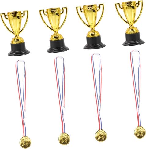 INOOMP 8 قطع من الأكواب الذهبية البلاستيكية الصغيرة جوائز وجوائز تذكارية ميداليات المركز الأول للأطفال، لعبة جوائز للأطفال، ميداليات تذكارية للحفلات للأطفال، ألعاب الأطفال السائبة، ملحقات الأطفال in Kuwait