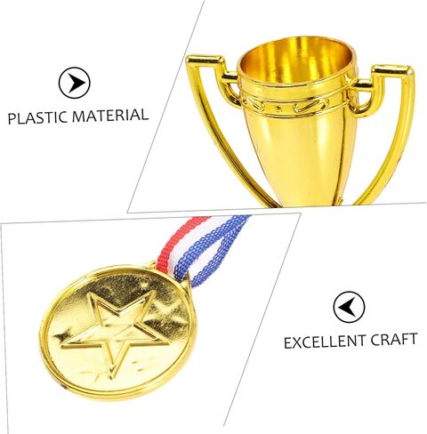 INOOMP 8 قطع من الأكواب الذهبية البلاستيكية الصغيرة جوائز وجوائز تذكارية ميداليات المركز الأول للأطفال، لعبة جوائز للأطفال، ميداليات تذكارية للحفلات للأطفال، ألعاب الأطفال السائبة، ملحقات الأطفال in Kuwait