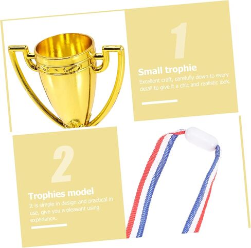 INOOMP 8 قطع من الأكواب الذهبية البلاستيكية الصغيرة جوائز وجوائز تذكارية ميداليات المركز الأول للأطفال، لعبة جوائز للأطفال، ميداليات تذكارية للحفلات للأطفال، ألعاب الأطفال السائبة، ملحقات الأطفال in Kuwait