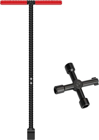 36 Inch Water Meter Key Wrench,Water Shut Off Tool,Enforced Steel T-Handle,4-Way Multi-Functional Utility Key,Shutoff Valve Tool (36 Inch) in Saudi Arabia