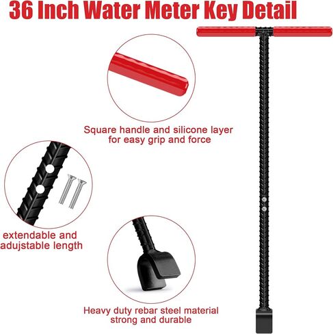 36 Inch Water Meter Key Wrench,Water Shut Off Tool,Enforced Steel T-Handle,4-Way Multi-Functional Utility Key,Shutoff Valve Tool (36 Inch) in Saudi Arabia