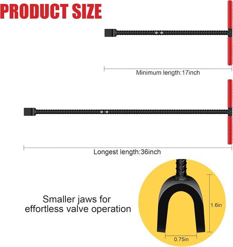 36 Inch Water Meter Key Wrench,Water Shut Off Tool,Enforced Steel T-Handle,4-Way Multi-Functional Utility Key,Shutoff Valve Tool (36 Inch) in Saudi Arabia