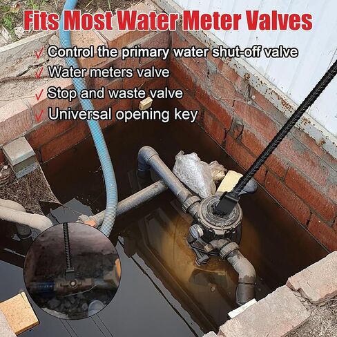 36 Inch Water Meter Key Wrench,Water Shut Off Tool,Enforced Steel T-Handle,4-Way Multi-Functional Utility Key,Shutoff Valve Tool (36 Inch) in Saudi Arabia