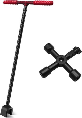 36 Inch Water Meter Key Wrench,Water Shut Off Tool,Enforced Steel T-Handle,4-Way Multi-Functional Utility Key,Shutoff Valve Tool (36 Inch) in Saudi Arabia