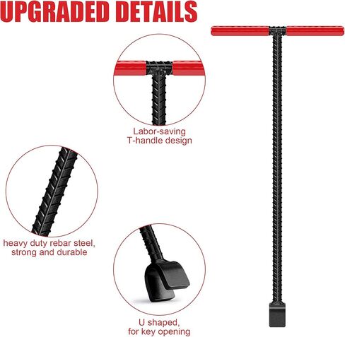 36 Inch Water Meter Key Wrench,Water Shut Off Tool,Enforced Steel T-Handle,4-Way Multi-Functional Utility Key,Shutoff Valve Tool (36 Inch) in Saudi Arabia