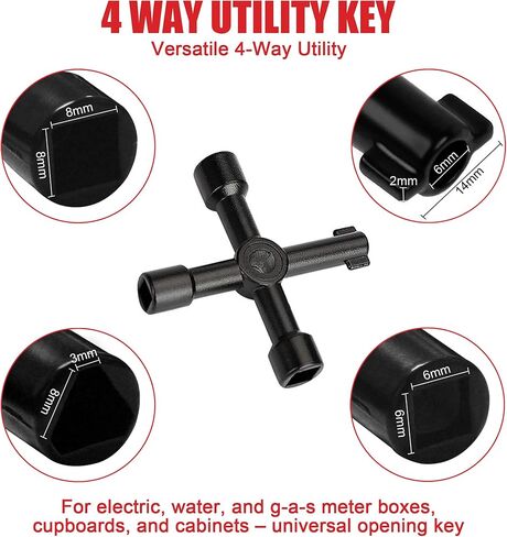 36 Inch Water Meter Key Wrench,Water Shut Off Tool,Enforced Steel T-Handle,4-Way Multi-Functional Utility Key,Shutoff Valve Tool (36 Inch) in Saudi Arabia