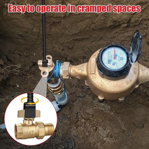 36 Inch Water Meter Key Wrench,Water Shut Off Tool,Enforced Steel T-Handle,4-Way Multi-Functional Utility Key,Shutoff Valve Tool (36 Inch) in Saudi Arabia