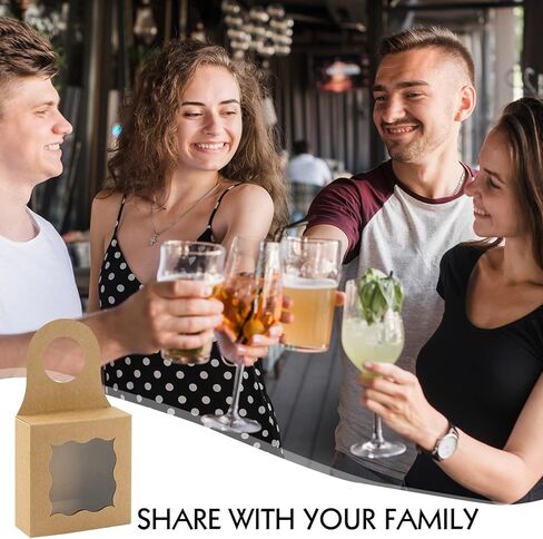 صندوق فارغ مكون من 30 قطعة من ReignSword مع نافذة مربعة، صندوق زجاجات كرافت معلق، صناديق هدايا لشماعات زجاجات النبيذ (أسود) in Kuwait