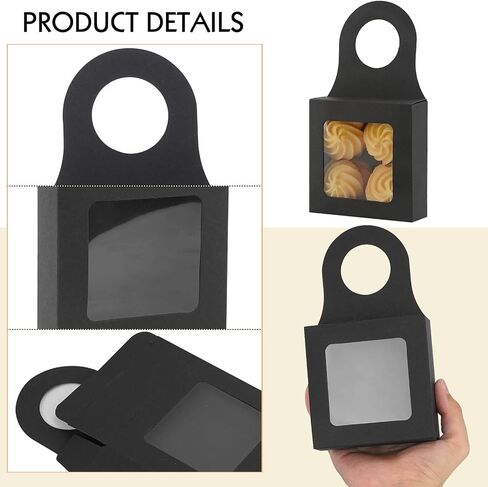 ReignSword 30 Pack Wine Hanger Empty Box with Square Window, Hanging Kraft Bottle Box, Wine Bottle Hanger Favor Boxes (Black) in Saudi Arabia