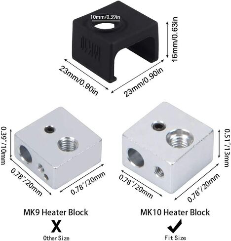 3D Printer MK10 Silicone Socks, Aokin 3 Pcs MK10 Heater Block Silicone Cover for Wanhao Duplicator i3 Makerbot 2 QIDI Tech Flashforge, Black in Saudi Arabia