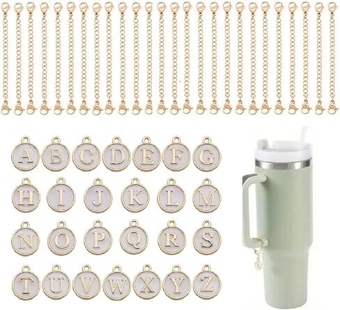 Cup Charm Keychain Handle Stanley 40oz 30oz Tumbler Accessories 26 A-Z Letter with Gold Chain in Saudi Arabia