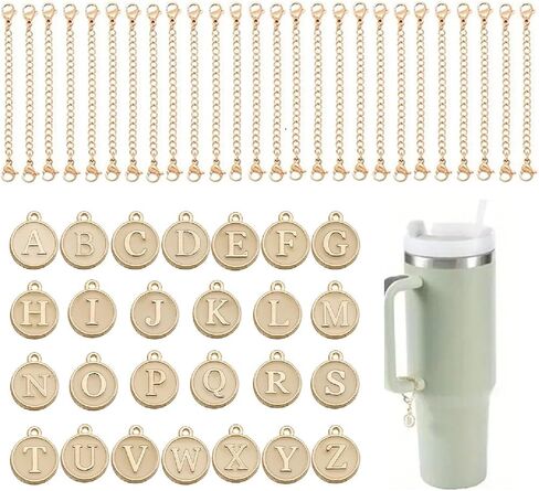 Cup Charm Keychain Handle Stanley 40oz 30oz Tumbler Accessories 26 A-Z Letter with Gold Chain in Saudi Arabia