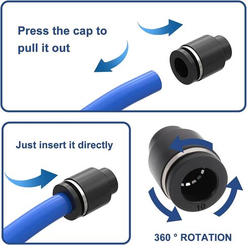 10PCS 10mm OD Push to Connect Fitting Pneumatic Cap Tubing Quick Cap Plug Fitting Air Tool Accessories for Pipe Tube(Black) in Saudi Arabia