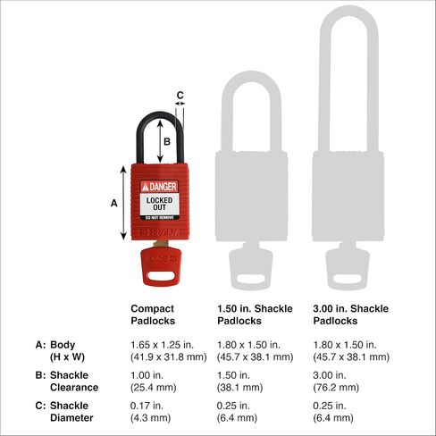 Brady SafeKey Lockout Padlock - Nylon - Orange - 1.0" Plastic Shackle Vertical Clearance - Keyed Different in Saudi Arabia